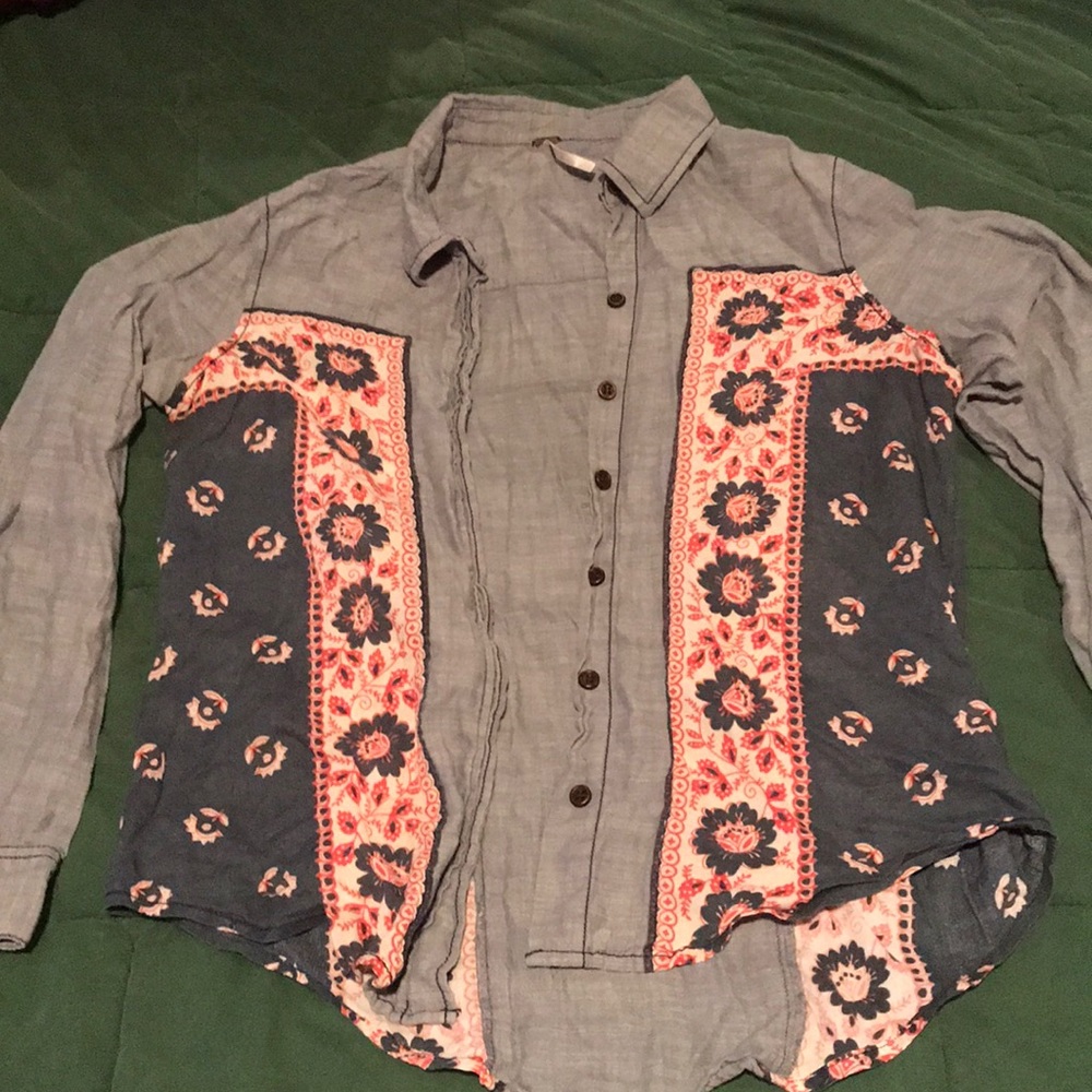 Free people button up flower shirt